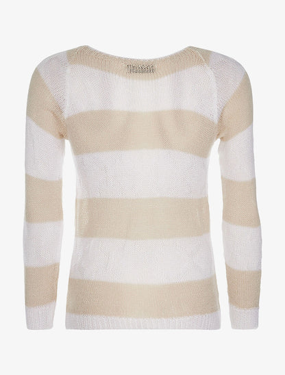 Pull maille à reliefs - Beige - 2