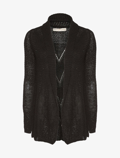 Gilet ouvert maille fine - noir - 1