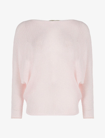 Pull chauve-souris mouliné - rose - 1