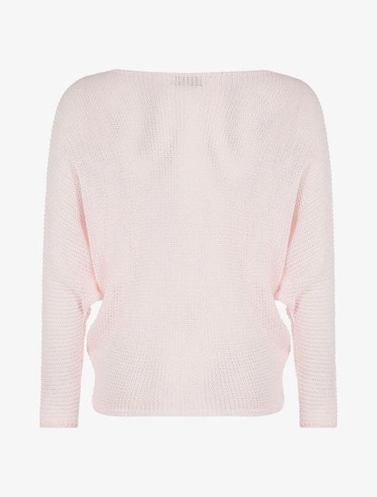 Pull chauve-souris mouliné - rose - 2