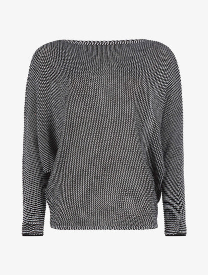 Pull chauve-souris mouliné - noir - 1