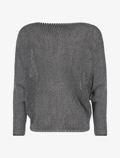 Pull chauve-souris mouliné - noir - 2