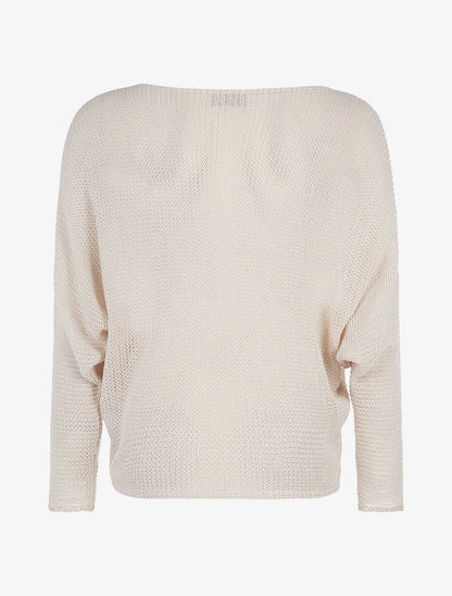 Pull chauve-souris mouliné - beige - 2