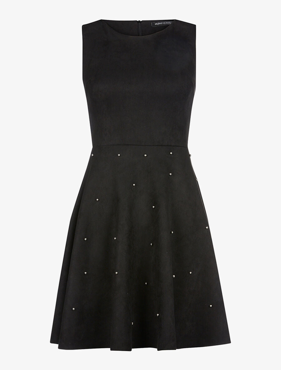 Robe daim bas à billes argentées - Noir - 1