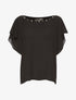 Blouse mousseline col perlé - noir - 1