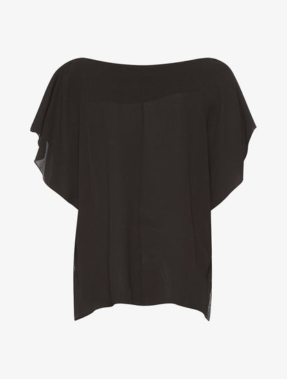 Blouse mousseline col perlé - noir - 2