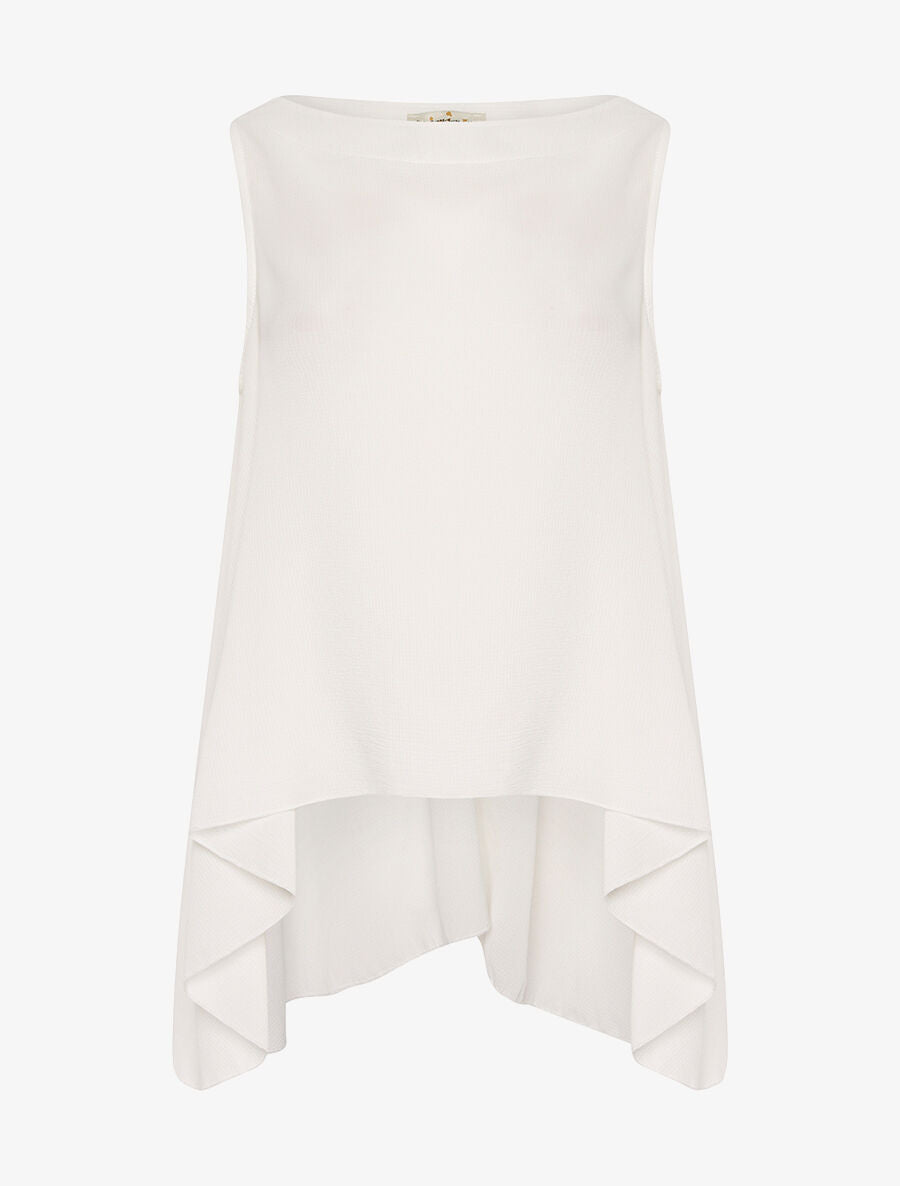 Blouse asymétrique dos long - blanc - 3