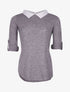 Pull doux col chemise - gris - 3