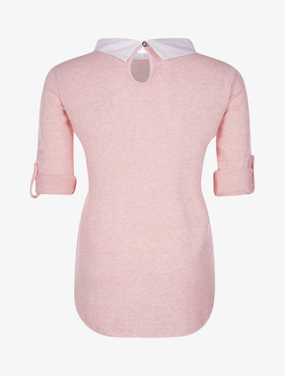 Pull doux col chemise - rose - 2