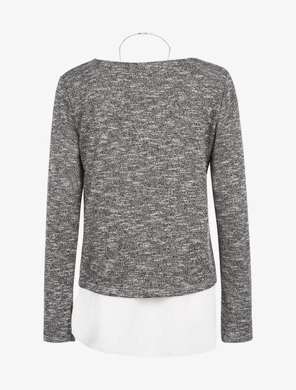 Pull chiné doublé voile - gris foncé - 2