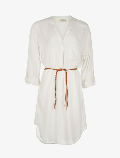 Robe chemise légère ceinturée - beige - 1