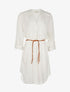 Robe chemise légère ceinturée - beige - 1