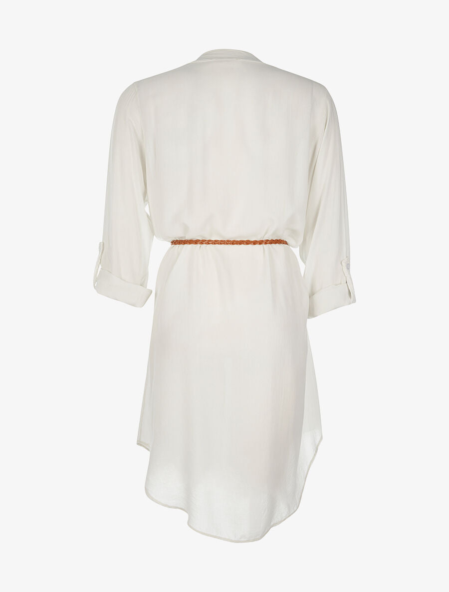 Robe chemise légère ceinturée - beige - 2