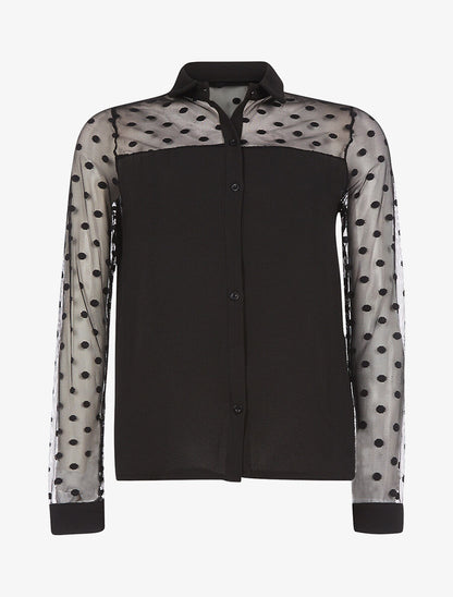 Chemises manches transparentes à pois - noir - 1