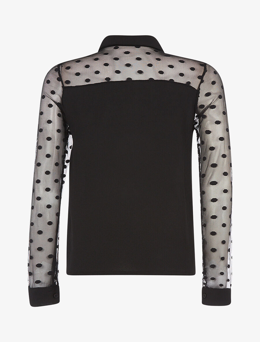 Chemises manches transparentes à pois - noir - 2