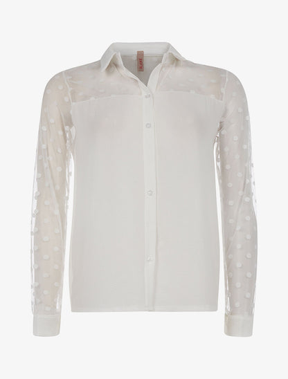 Chemises manches transparentes à pois - blanc - 3