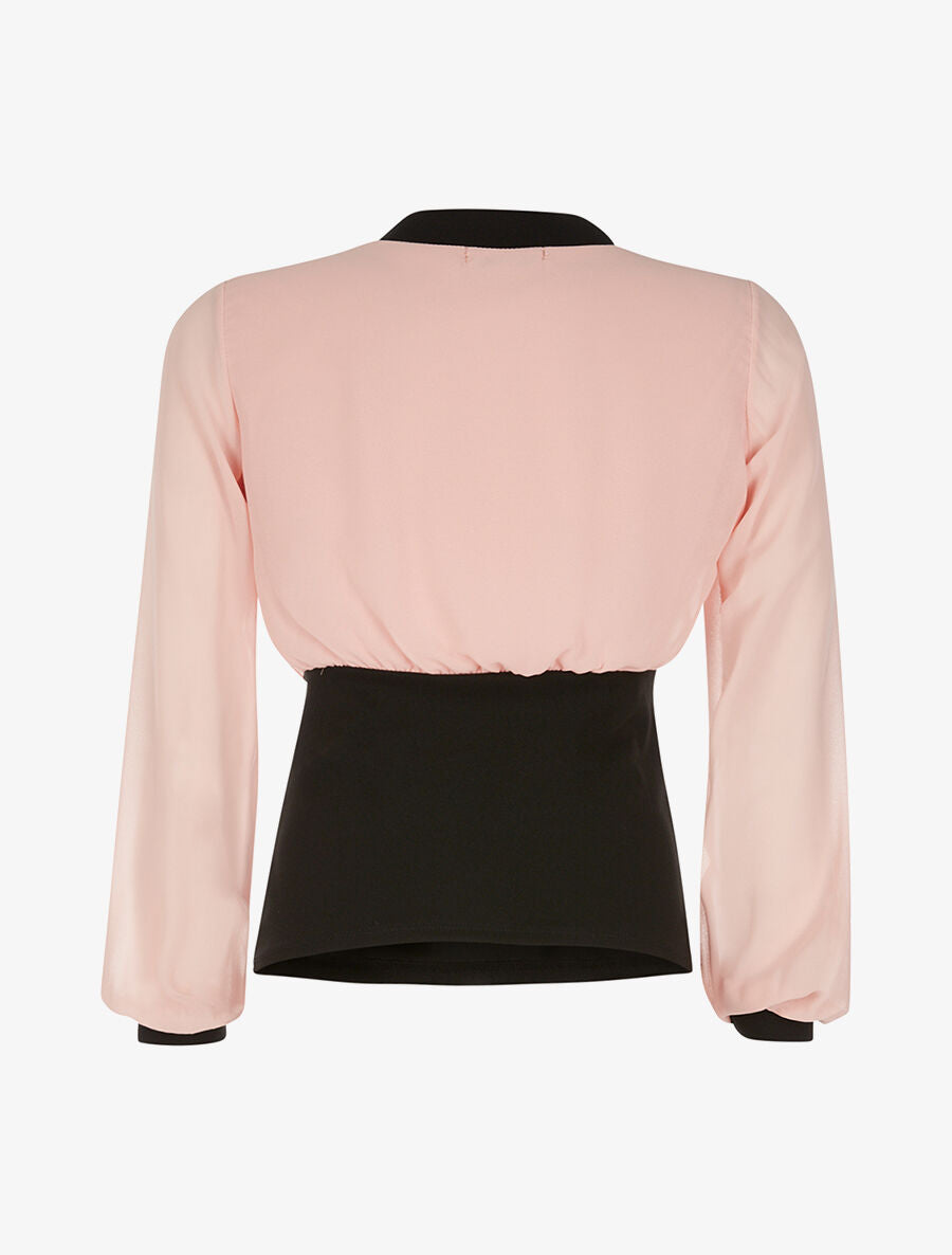 Top bimatière coeur croisé - rose - 2