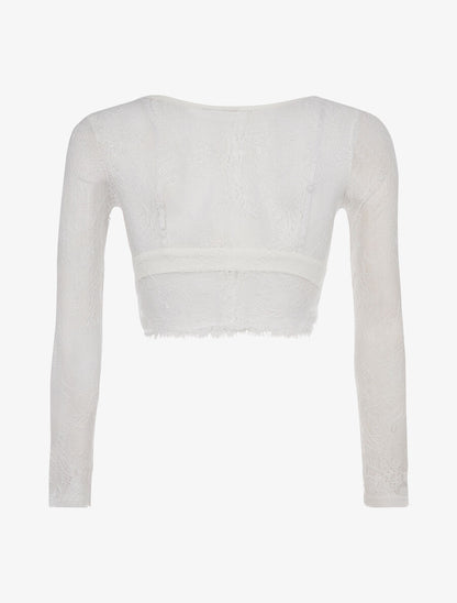 Crop-top dentelle et soutien-gorge - Blanc - 2