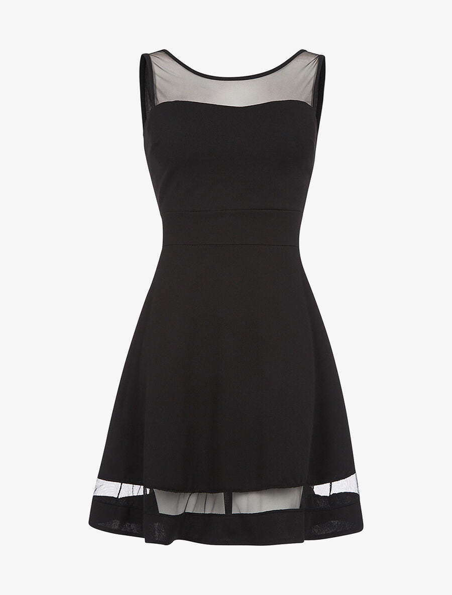 Robe évasée buste transparent - noir - 3