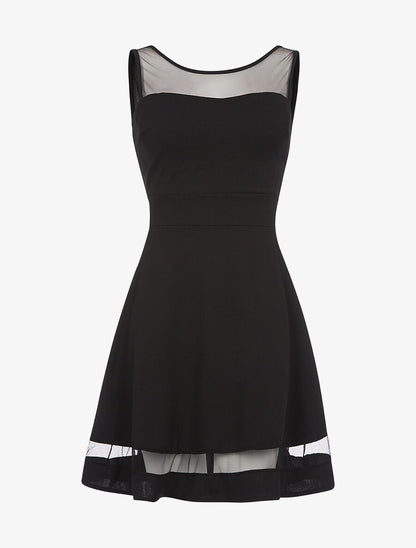 Robe évasée buste transparent - noir - 3