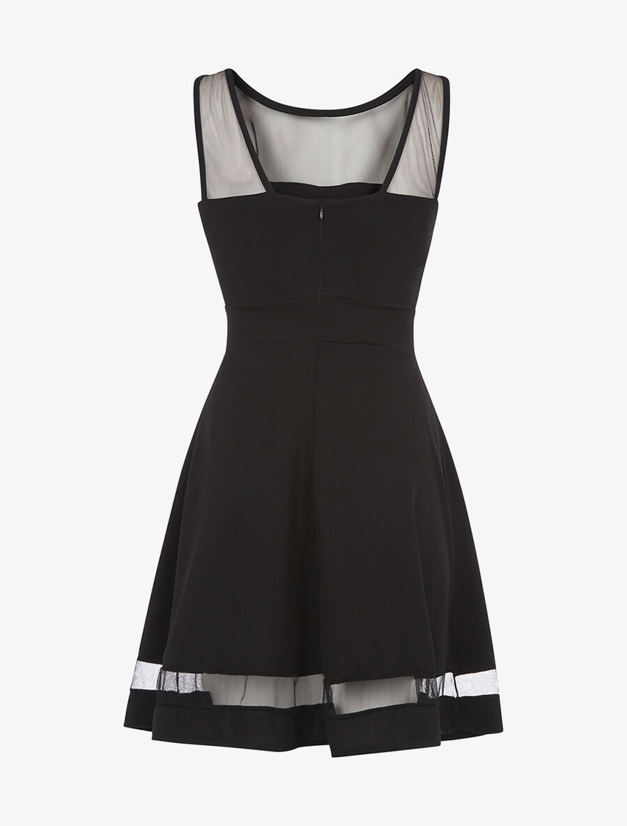 Robe évasée buste transparent - noir - 2