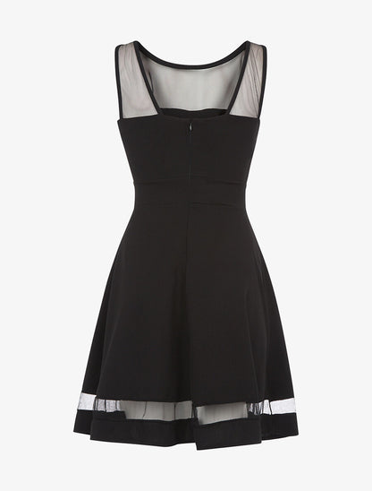 Robe évasée buste transparent - noir - 2