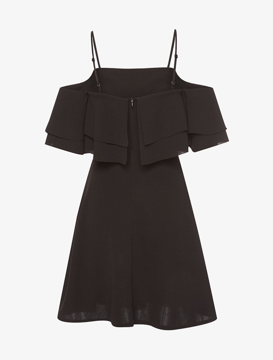 Robe encolure volantée - noir - 2