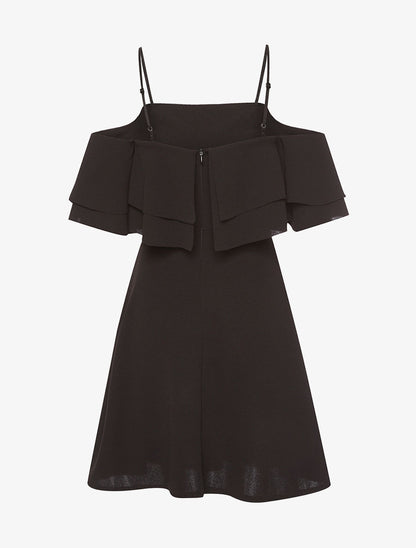 Robe encolure volantée - noir - 2