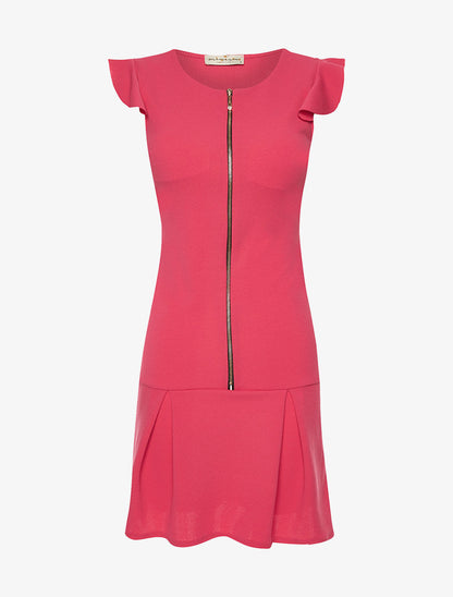 Robe zippée et volants - fushia - 4
