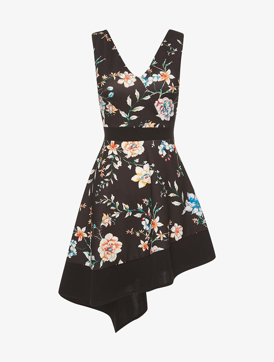 Robe imprimée bas asymétrique - noir - 1