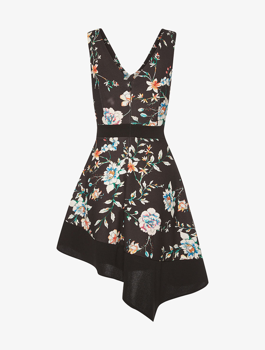 Robe imprimée bas asymétrique - noir - 2