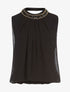 Top voile col bijoux noir - Noir - 1