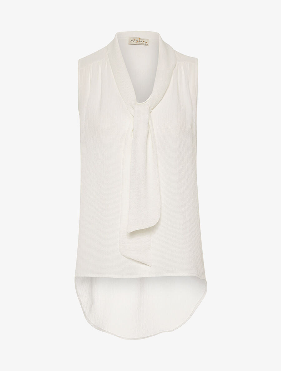 Top fin col à nouer - blanc - 1
