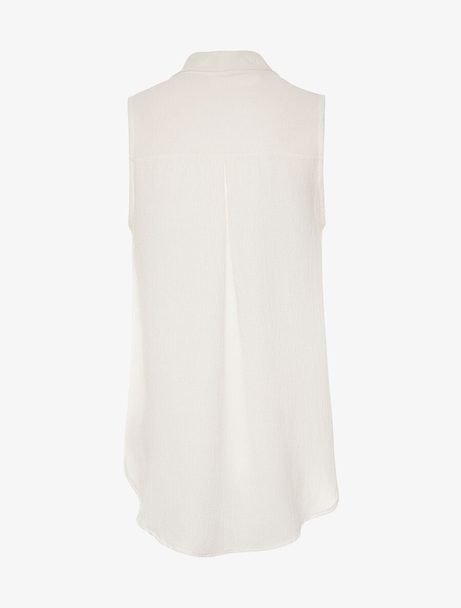 Top fin col à nouer - blanc - 2