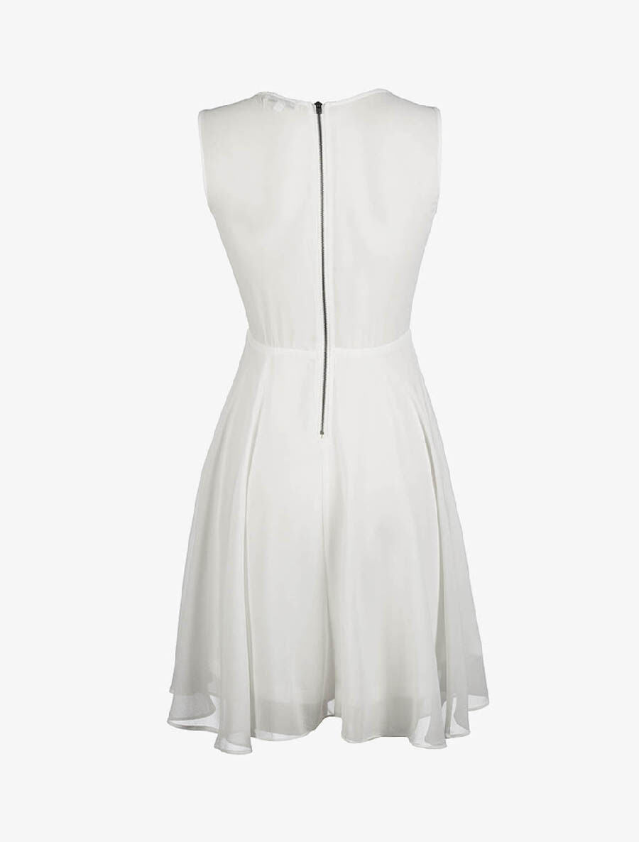 Robe col brodé de perles - Blanc - 2