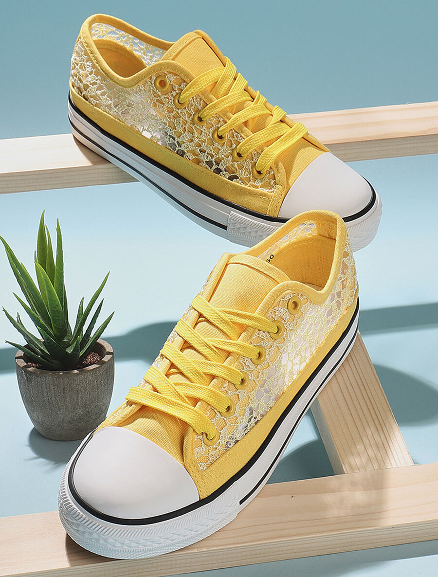 Tennis style crochet et sequins - Jaune - 1
