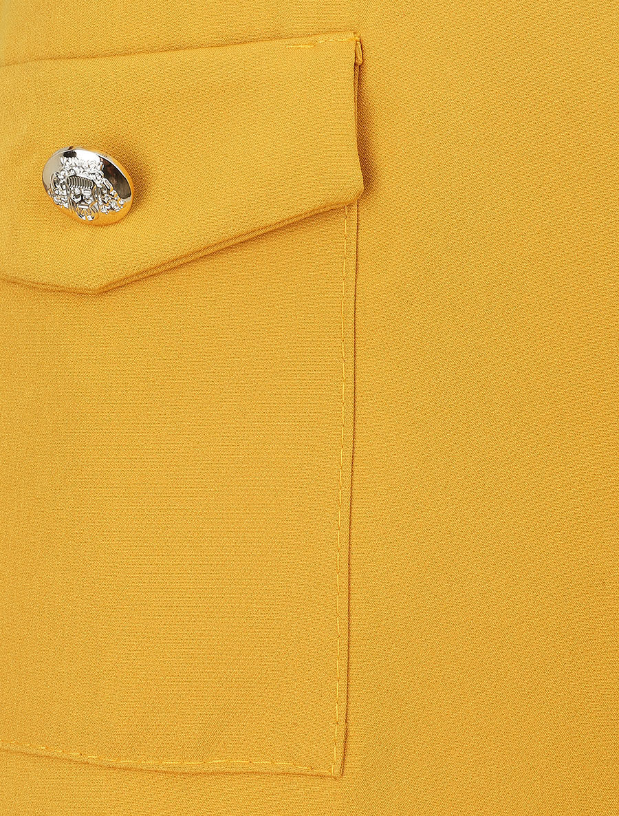 Robe portefeuille à manches courtes - Moutarde - 3