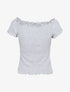 Top slim uni col bardot - Gris chiné - 4