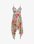 Robe empire mi-longue asymétrique imprimé hibiscus - Rose - 4