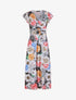 Robe longue cintrée imprimé pivoines stylisées - Noir - 4