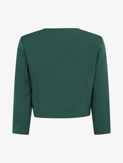 Veste droite uni manches 3/4 - Vert émeraude - 2