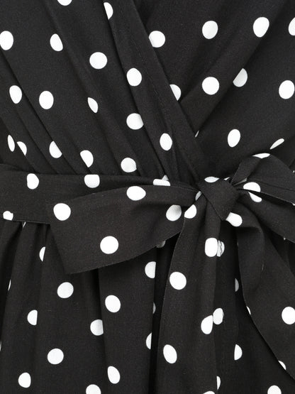 Robe courte portefeuille imprimé pois - Noir - 3