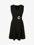 Robe patineuse sans manches à détail boucle ronde - Noir - 1