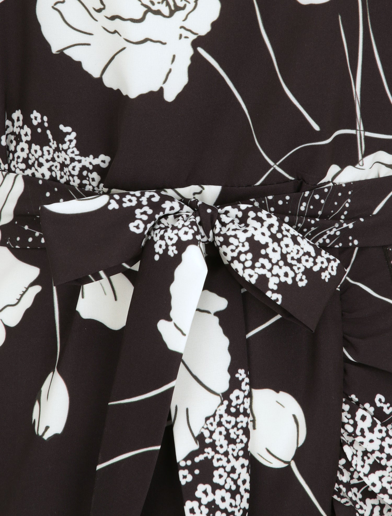 Robe imprimé fleurs sauvages à bords volantées style portefeuille - Noir - 3