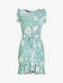 Robe imprimé fleurs sauvages à bords volantées style portefeuille - Vert d&