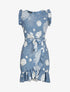 Robe imprimé fleurs sauvages à bords volantées style portefeuille - Bleu charrette - 4