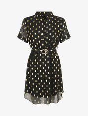 Robe patineuse courte imprimé pois irisés - Noir - 4