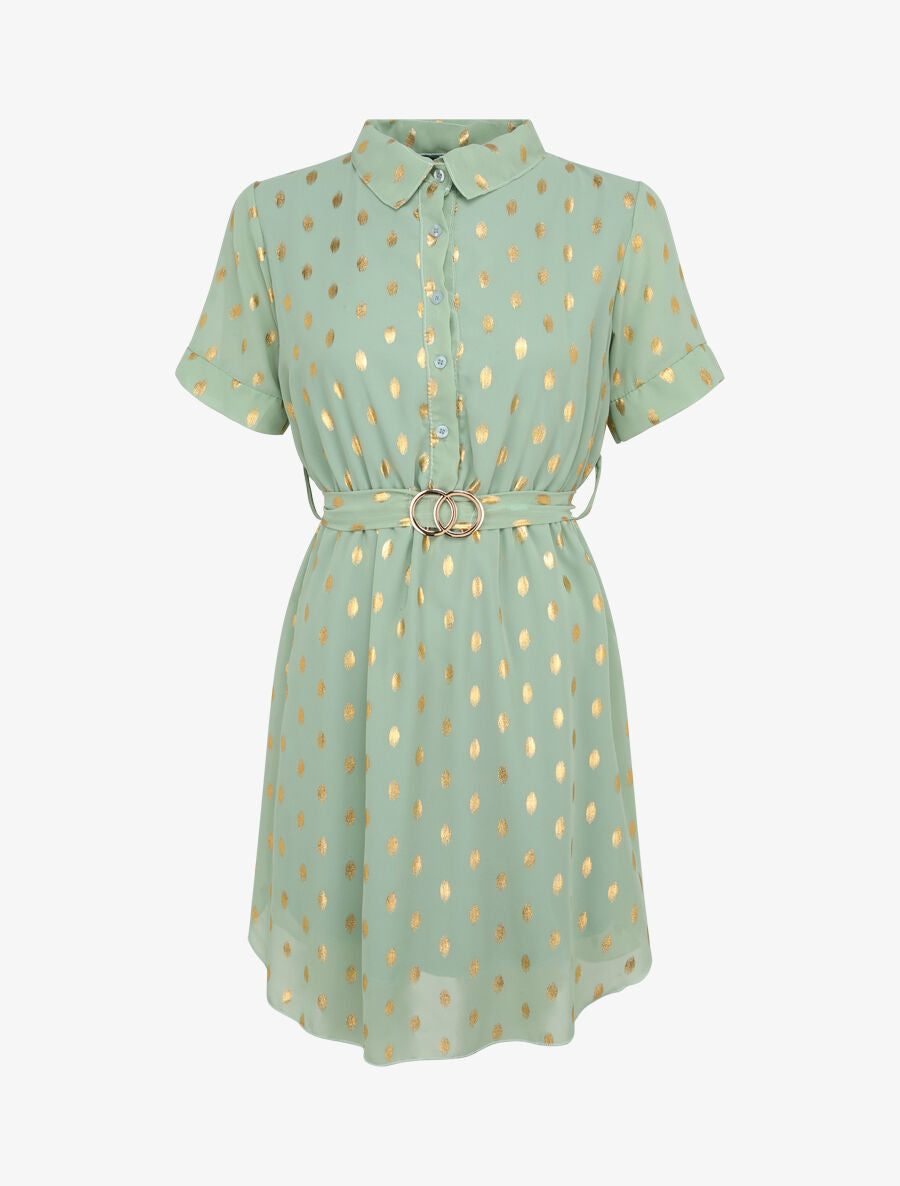 Robe patineuse courte imprimé pois irisés - Vert d&
