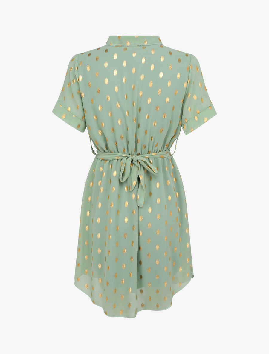 Robe patineuse courte imprimé pois irisés - Vert d&
