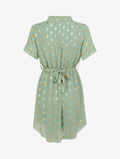 Robe patineuse courte imprimé pois irisés - Vert d&